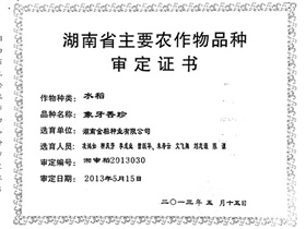 象牙香珍審定證書